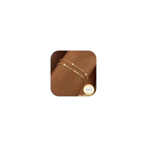 Chriscoco Bijoux Bracelet Argent Sterling 925 Femme pour Femmes Filles - Bracelet Or Réglable et Empilable Trendybijoux — Bracelet de perles en or