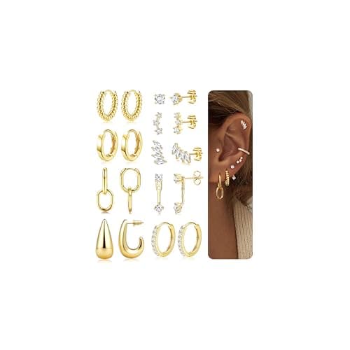 Adramata Or 14K Plaquées Boucles d'Oreilles Femme Créoles & Pendantes Helix Piercing|Rêve de Loup
