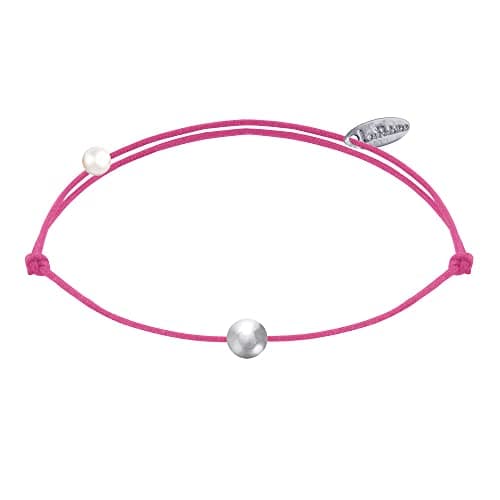 LES POULETTES BIJOUX Bracelet Argent 925 de Petite Perle pour Femmes Lien Élégant — Fuchsia