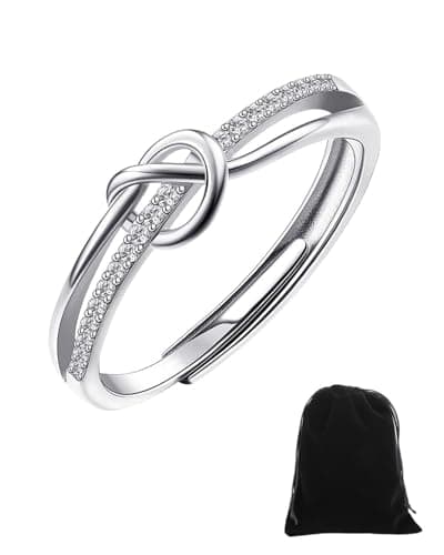 KGDUYC Bague Argent 925 Femme en Amour Noeud, Idéale pour Femmes, Bague Réglable Zircone Cubique, Bague de Fiançailles e