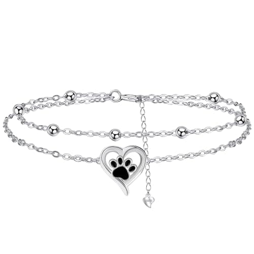 Bracelet Argent Sterling 925 Yinsen Femmes Reglable Cadeau Noël Anniversaire Fête des Mères Maman — argent-patte de chien