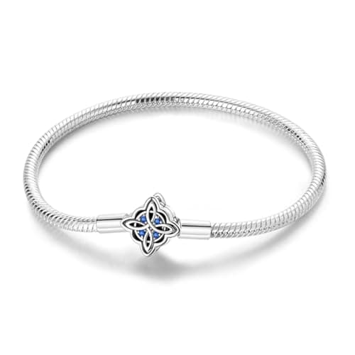 Aurevella Bracelet à Maillons Serpent en Argent Sterling 925 pour Femme avec Fermoir en Forme de Cœur | Cadeau de Noël P — Bracelet en os de serpent à nœuds celtiques