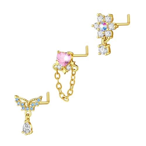 Nez-Piercing Acier Inoxydable Zircone Cubique : Chic 5 PCS 20G Bijoux