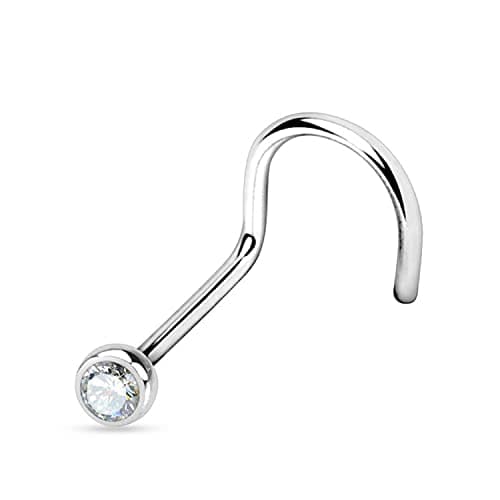 NEZ PIERCING WARRIOR Courbé Boule de Cristal Tchèque Acier Chirurgical 316L Stérile 22G (0.8 mm) Longueur 6.5 mm PBS-002 — Blanc