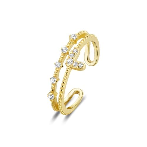 ALEXCRAFT Bague Argent 925 Femme Élégante et Hypoallergénique, Cadeaux de Bijoux pour Fille, Mère et Copine — M-or