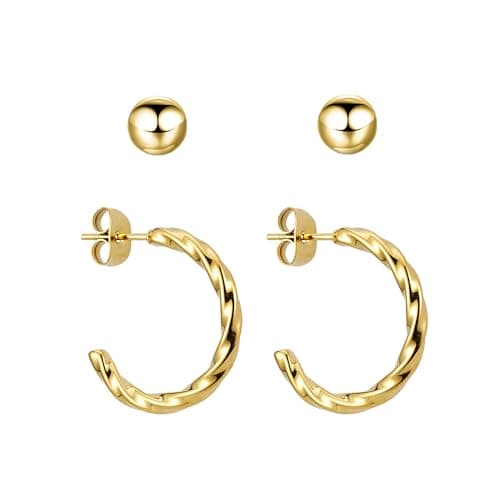 BONNYBIRD® Boucles d'Oreilles Acier Inoxydable Femme "BonnyClassic" - Résistance à l'eau & Bien Toléré Par la Peau | Or — BonnyTwist Or