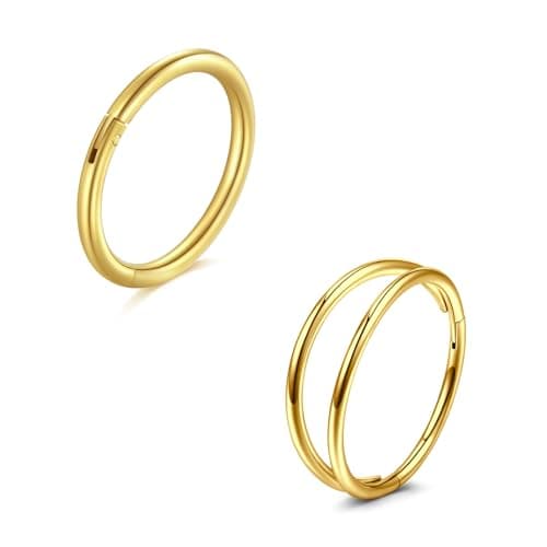 LAURITAMI Piercings nez en acier chirurgical 20G mince Double AnneauSeptum Clicker Ringbijoux piercingnez, 8/10mm Helix