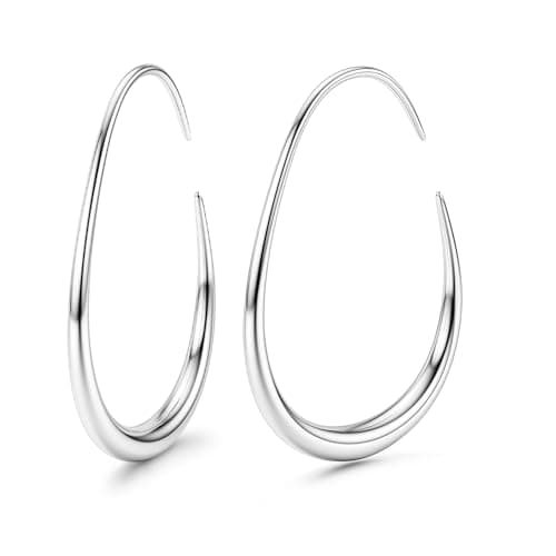 Adramata Boucles d'oreilles Plaqué Or 14k pour Femmes Cadeau Recycled | Style Créole Larme Feminin 100 Standard — Argent