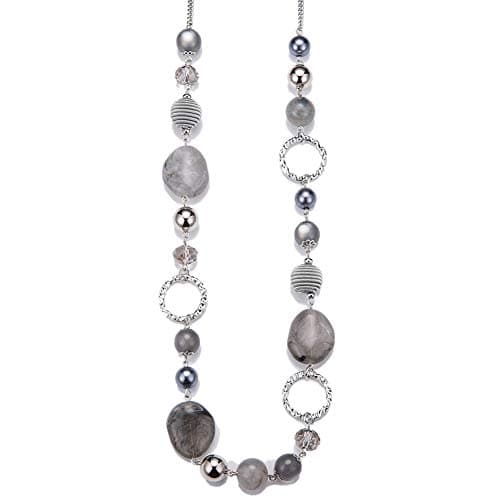 Colliers en perles pour femme - Bijoux Bohémiens en argent avec cristaux - Idée de cadeau fête des mères — Gris