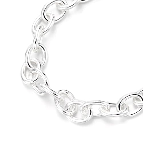 Collier COOLSTEELANDBEYOND Femme Acier Inoxydable Lourd Ovale Chaîne Design, Chaîne Maillons Déclaration Déclaration Col