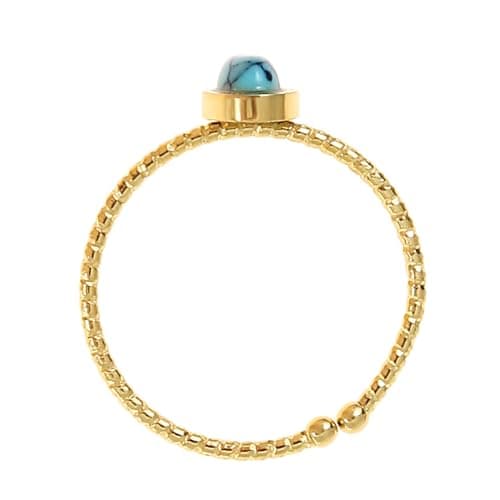 Nami Circulaires Boho en Or Femmes Anneaux Ouverts Réglables Plaqué Or Pierre Précieuse Ovale Turquoise women Boho Jewel