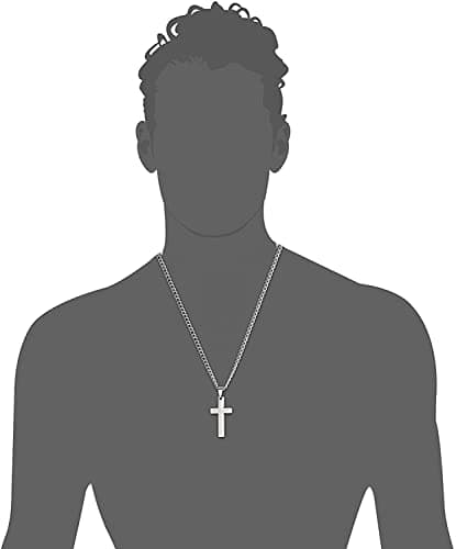 Collier Croix Femme Homme Religieux Argent Acier Inoxydable 61cm Longue Recyclé Standard 100