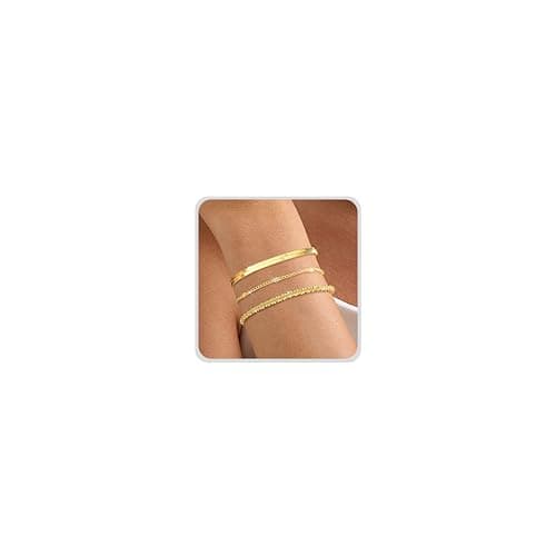 MOGASA Bracelet Argent Sterling 925 Femme Empilable Bijoux Réglable pour Femme Filles Œuvres d'Art Empilable Vaguement O — Or-A