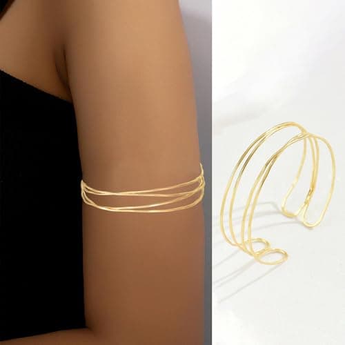 Bracelets dorés tendance pour femme - Ajustables - Vintage - Pas de gemme - Lot de 3 PIECES - Synthèse