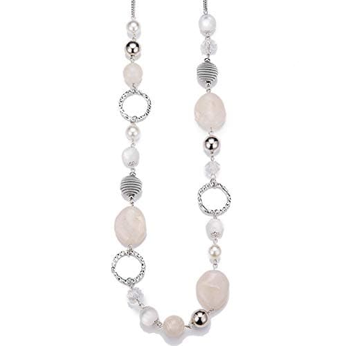 Colliers en perles pour femme - Bijoux Bohémiens en argent avec cristaux - Idée de cadeau fête des mères — Blanc