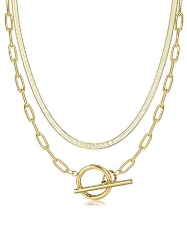 Colliers plaqué or 14K femme usetrendy fermoir toggle empiellables chaudrons cubains et paperclips hasNextSize — Chaîne serpent – Or