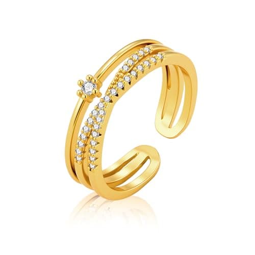 ALEXCRAFT Bague Argent 925 Femme Élégante et Hypoallergénique, Cadeaux de Bijoux pour Fille, Mère et Copine — L-or