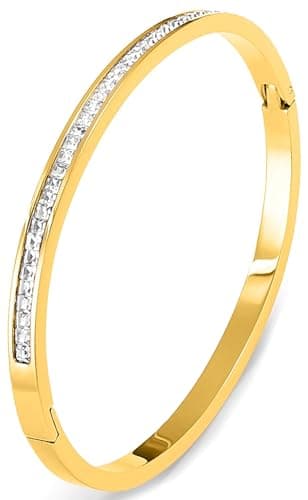 Tidefire Bracelet en Acier Inoxydable et Titane Cubique Zirconium Plaqué Or 18K pour Femmes - Unique Design Mode — 689 Doré