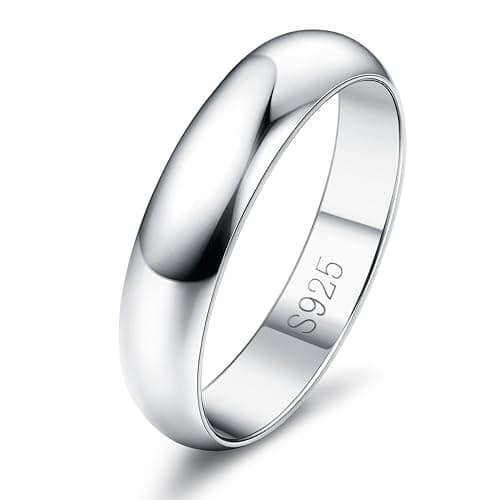 Diamday Bague Argent Sterling 925 Classique Minimaliste pour Femme et HommeÉquipement Idéal Mariage Fiançailles Cadeau A — 4mm