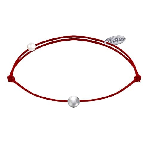 LES POULETTES BIJOUX Bracelet Argent 925 de Petite Perle pour Femmes Lien Élégant — Rouge