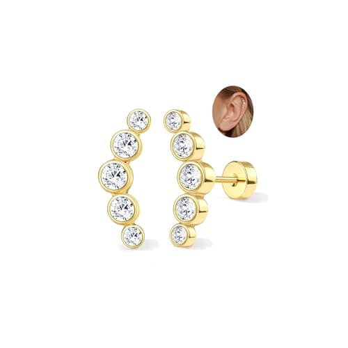 Adramata Acier Inoxydable Piercing Femmes Conch Tragus Helix 16G Argent Hypoallergénique Recycled Standard 100 — Or-5CZ