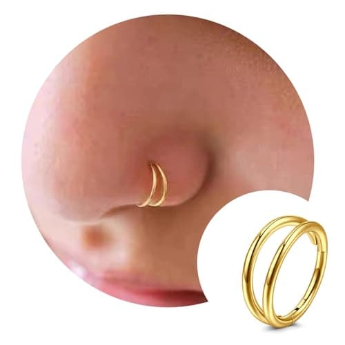 LAURITAMI Piercings nez en acier chirurgical 20G mince Double AnneauSeptum Clicker Ringbijoux piercingnez, 8/10mm Helix
