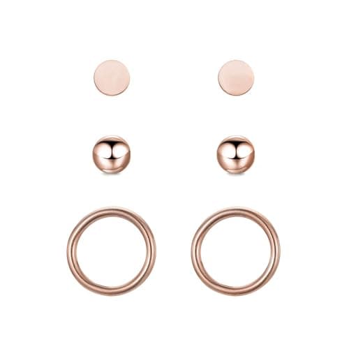 BONNYBIRD® Boucles d'Oreilles Acier Inoxydable Femme "BonnyClassic" - Résistance à l'eau & Bien Toléré Par la Peau | Or — BonnyClassic Or Rose