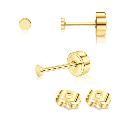 Adramata Or 14 Carats Boucles d'Oreilles Titanium Homme Femme Standard 100 Pulitzer — Or-Ronde : 2 MM
