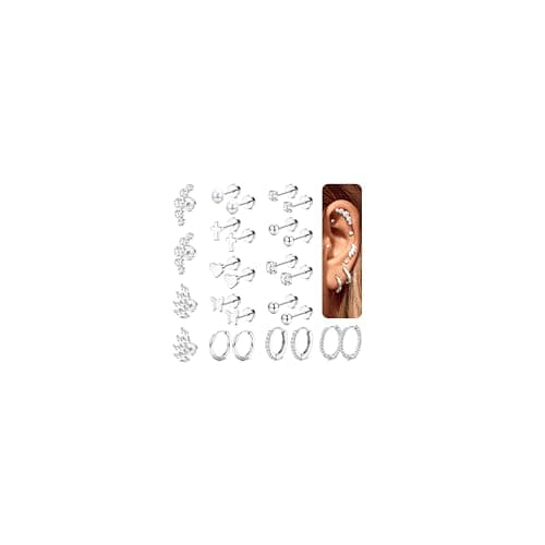 Adramata Boucles d'Oreilles Femme Or Acier Inoxydable Hypoallergéniques Piercings Tragus Helix