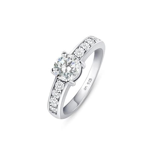 Amberta Bagues de Fiançailles en Argent Sterling 925 pour Femme avec Zircone | Bague de Mariage Diamant Simulé | Bague S