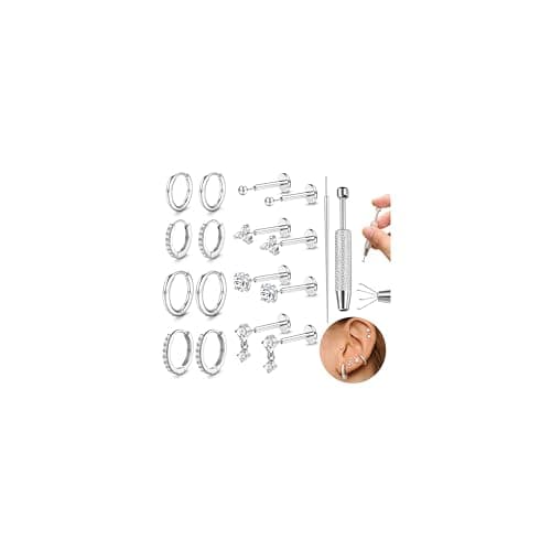 Adramata 18PC Piercings Hélix Tragus Or/Argent Pour Femme Homme