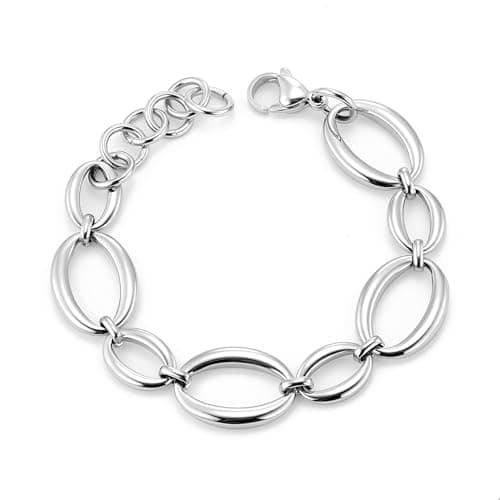 ALEXCRAFT Bracelet Argentée Femme Hypoallergénique, Épais et Hip Hop, Cadeau Idéal pour Femmes et Filles
ALEXCRAFT Brace — B-argent