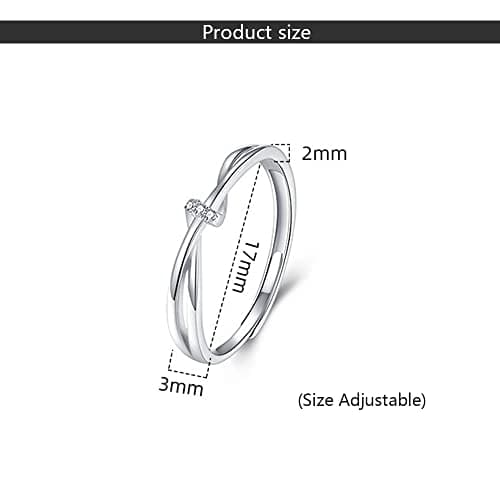Bague Argent 925 Ajustable Femme KONFEN, Bijoux Zircon Pour Femme Fille, Bague Ouverte Reglable Orteil