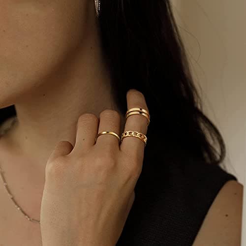 Bague en Acier Inoxydable Empilable Adramata pour Femmes Recycled Set