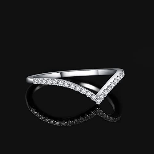Bague Forme V Love Cubic Zirconia 925 Or Simulé Diamant Fiançailles