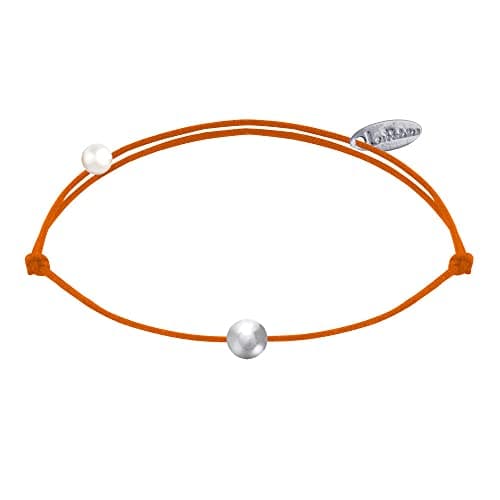 LES POULETTES BIJOUX Bracelet Argent 925 de Petite Perle pour Femmes Lien Élégant — Orange