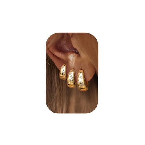 Adramata Boucles d'Oreilles Creole Plaqué Or 14K Femme - Hypoallergénique et Éco-responsable | Argent Fantaisie Gros Pér — WhiteCZ-Or