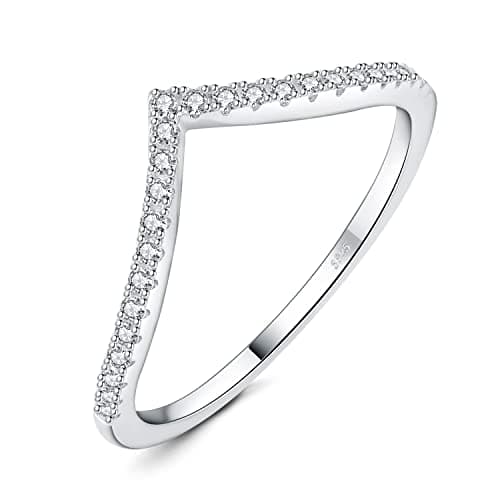 Bague Forme V Love Cubic Zirconia 925 Or Simulé Diamant Fiançailles