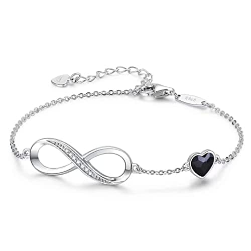 Bracelet LOUISA SECRET Femme Argent 925 Infini Noël Anniversaire Maman — Argent + noir