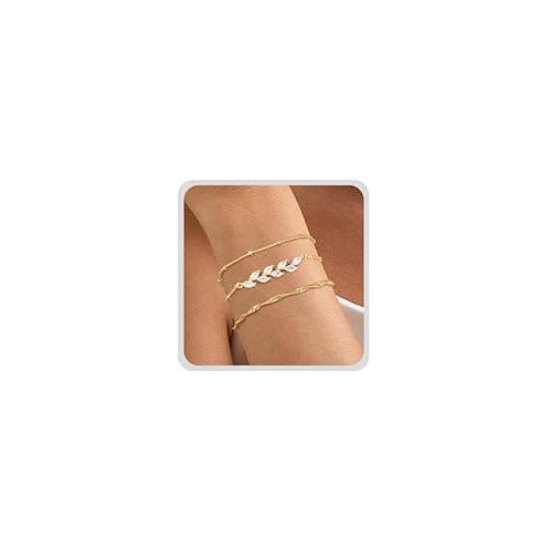 MOGASA Bracelet Argent Sterling 925 Femme Empilable Bijoux Réglable pour Femme Filles Œuvres d'Art Empilable Vaguement O — Or-B