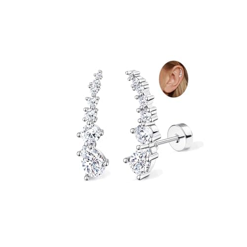 Adramata Acier Inoxydable Piercing Femmes Conch Tragus Helix 16G Argent Hypoallergénique Recycled Standard 100 — Argent-Long