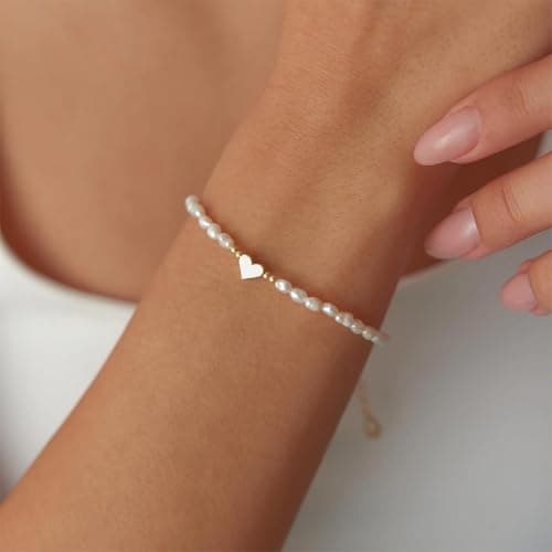 Bracelet perles Love Heart en pierres précieuses pour femme Occasions spéciales Bijou simple et chic 8mm