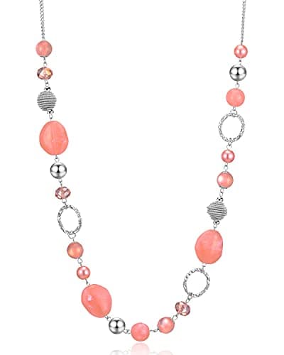 Colliers en perles pour femme - Bijoux Bohémiens en argent avec cristaux - Idée de cadeau fête des mères — Rose