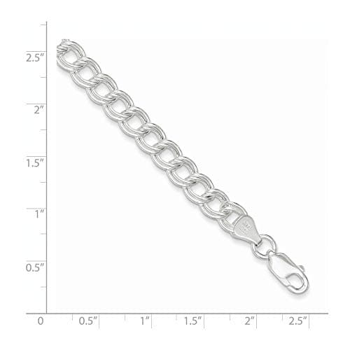Bracelet en argent sterling 925 poli à double maillon pour femme|Serti de breloques|Scène de homard de 7 mm|Style classi