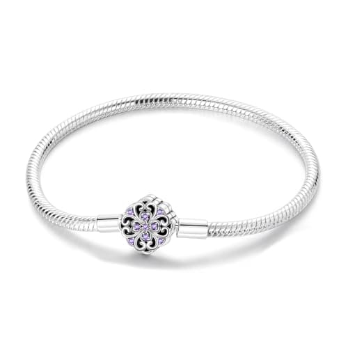 Aurevella Bracelet à Maillons Serpent en Argent Sterling 925 pour Femme avec Fermoir en Forme de Cœur | Cadeau de Noël P — Brassard vintage floral en os de serpent