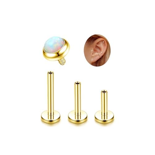 Adramata G23 Titane Piercing - Hypoallergénique pour Piercing Tragus et Helix - Femmes - Accessoires deMode Body Jewelry — Or-Opale