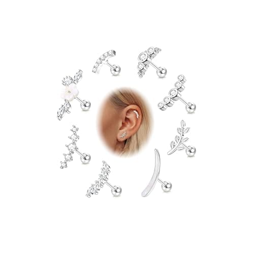 Adramata - Piercings Oreilles en Acier Chirurgical Opales Or Argent - Bijoux Piercing Cartilage & Daith pour Adults