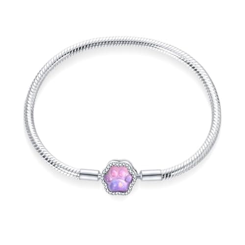Aurevella Bracelet à Maillons Serpent en Argent Sterling 925 pour Femme avec Fermoir en Forme de Cœur | Cadeau de Noël P — Bracelet lumineux à griffes de chat