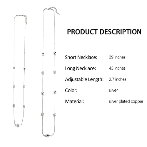 FULU Élégance Collier Long en Argent pour Femme Bijou de Mode à Double Pendentif en Perles de Cristal Cadeau pour Femmes