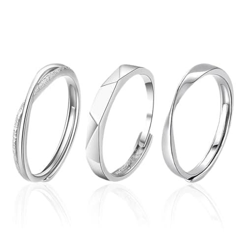 Bague GUVYATI Femme Argent S925 "Rencontre Inoubliable" - Idéal pour Alliance Mariage Fiançailles - Lot de 3 Bagues + Po
